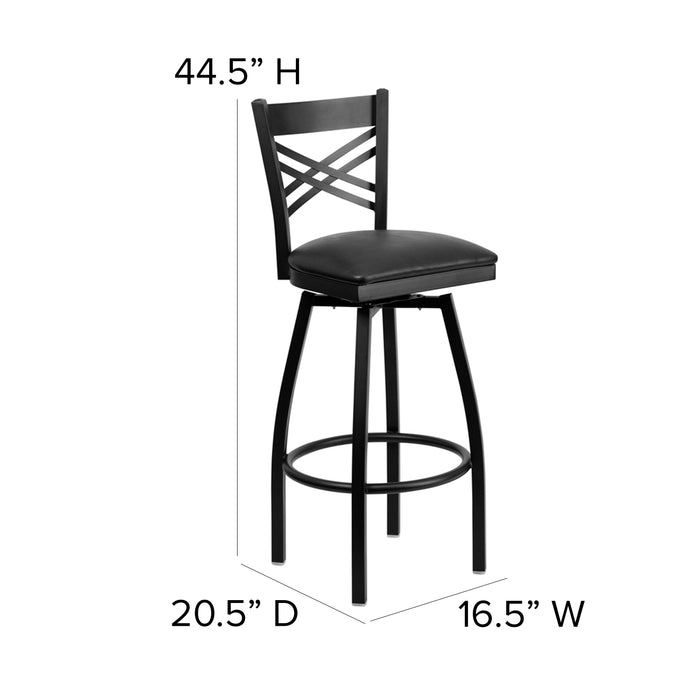 Black X Swivel Stool-Blk Seat