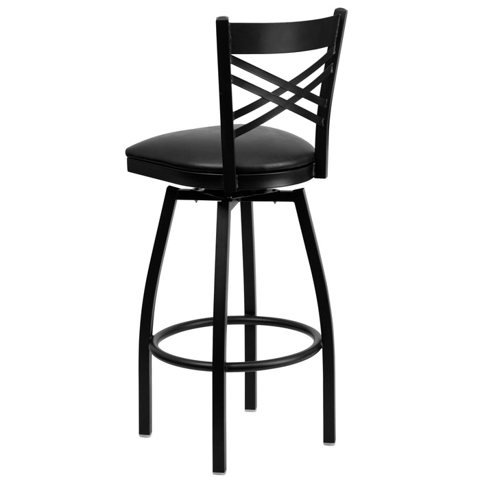 Black X Swivel Stool-Blk Seat