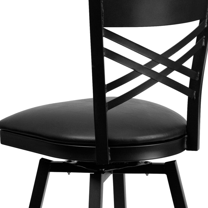Black X Swivel Stool-Blk Seat