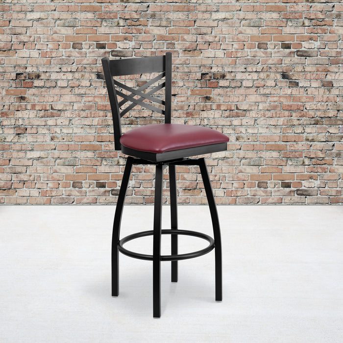 Black X Swivel Stool-Burg Seat