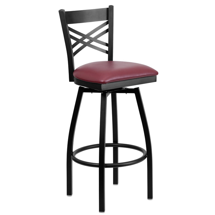 Black X Swivel Stool-Burg Seat
