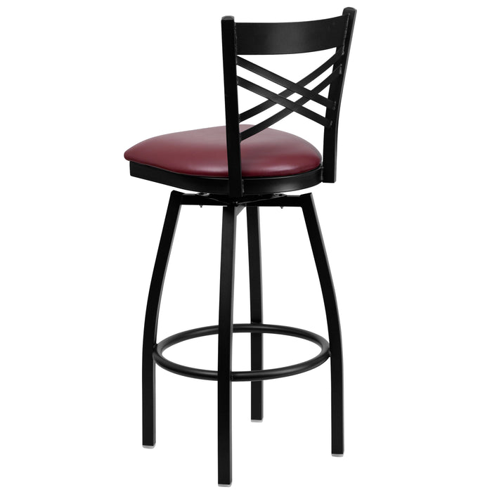 Black X Swivel Stool-Burg Seat