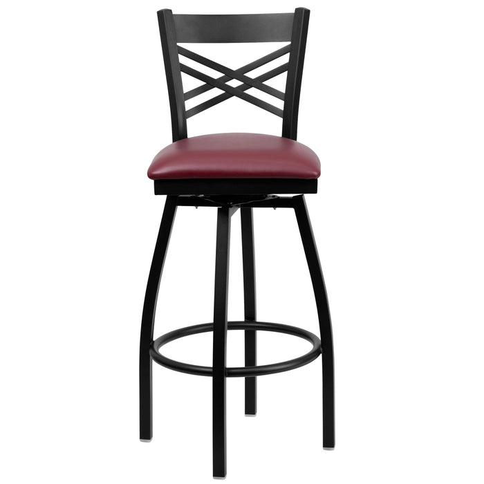 Black X Swivel Stool-Burg Seat