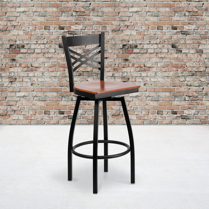 Black X Swivel Stool-Chy Seat