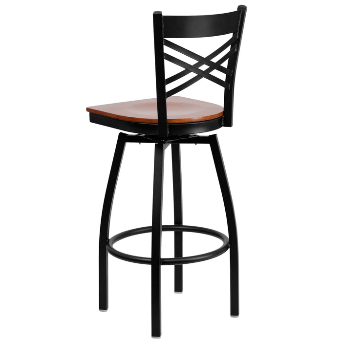Black X Swivel Stool-Chy Seat