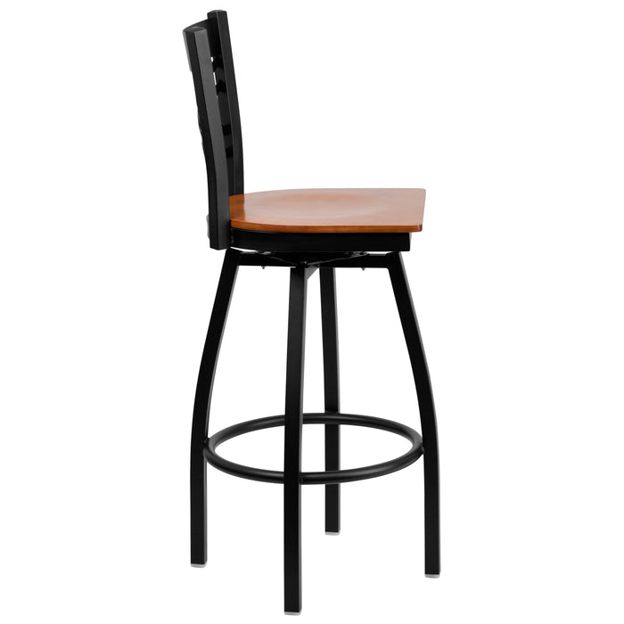 Black X Swivel Stool-Chy Seat