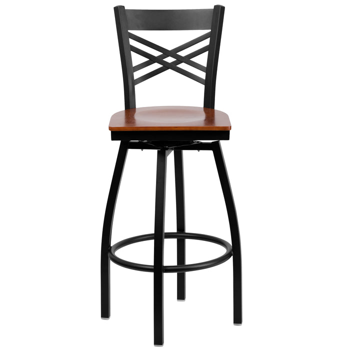 Black X Swivel Stool-Chy Seat