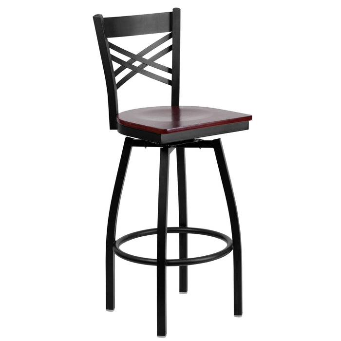 Black X Swivel Stool-Mah Seat