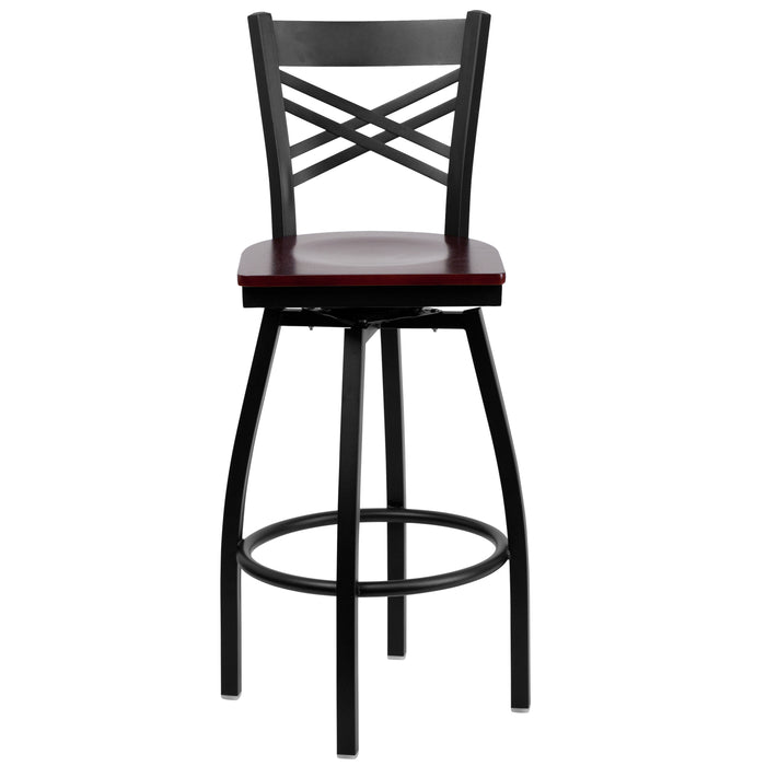 Black X Swivel Stool-Mah Seat