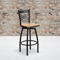 Black X Swivel Stool-Nat Seat