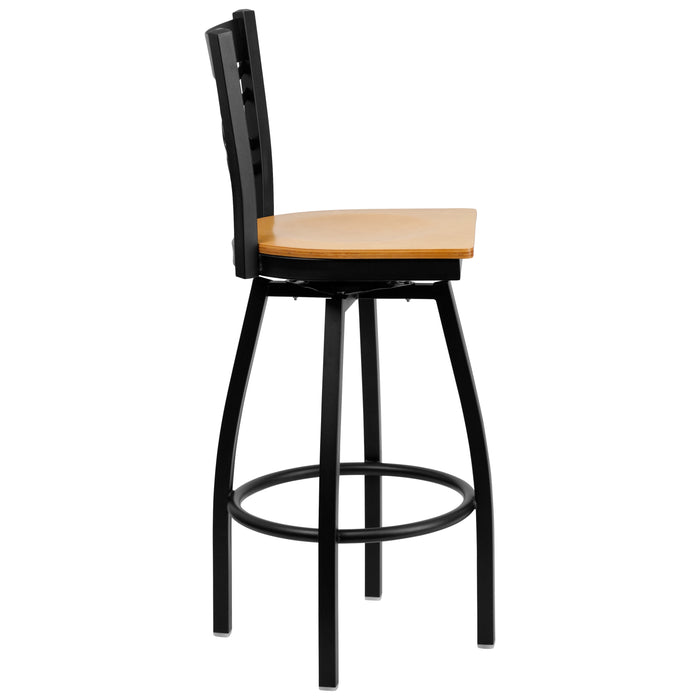 Black X Swivel Stool-Nat Seat