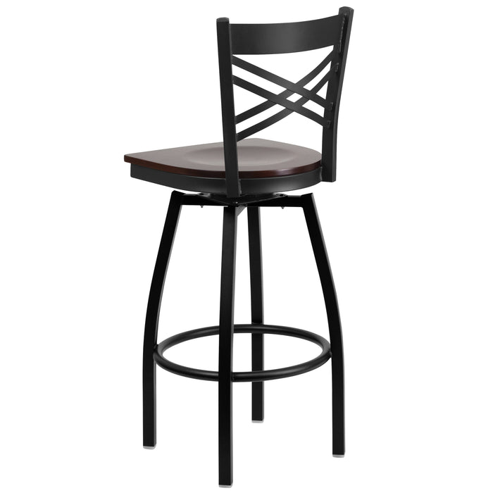 Black X Swivel Stool-Wal Seat