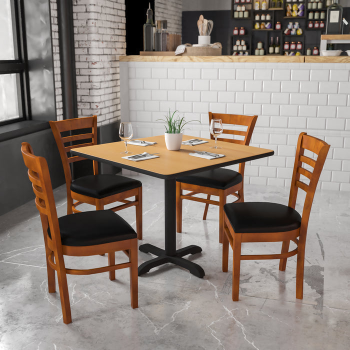 Cherry Wood Chair-Blk Vinyl