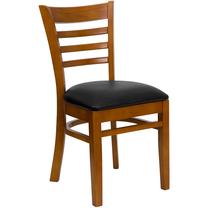 Cherry Wood Chair-Blk Vinyl