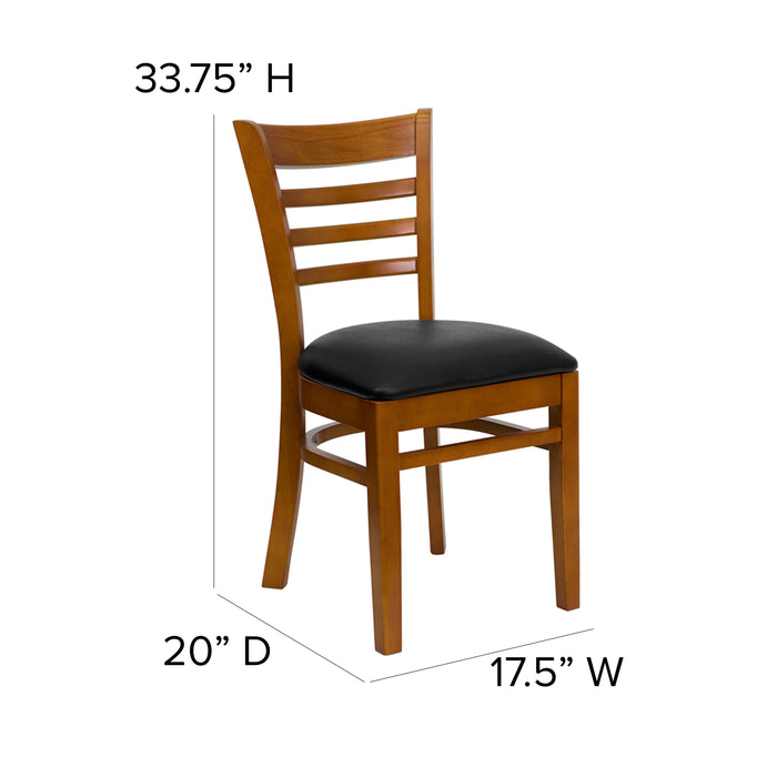 Cherry Wood Chair-Blk Vinyl