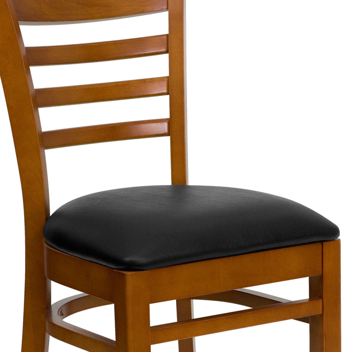Cherry Wood Chair-Blk Vinyl
