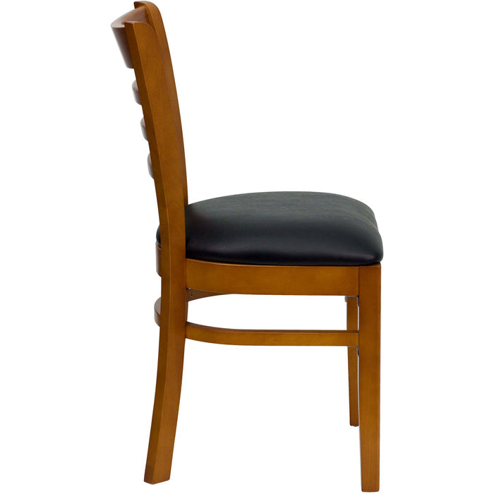 Cherry Wood Chair-Blk Vinyl