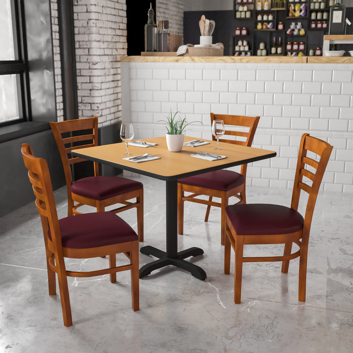 Cherry Wood Chair-Burg Vinyl