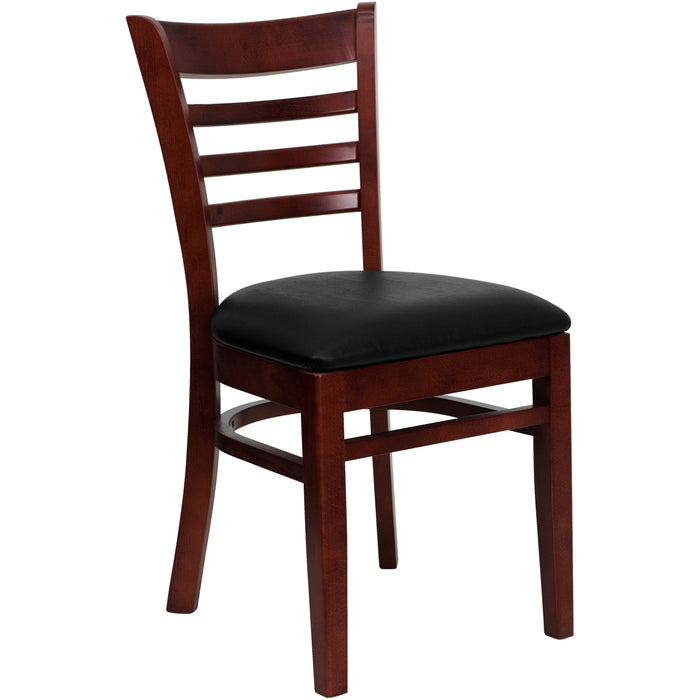 Mahogany Wood Chair-Blk Vinyl