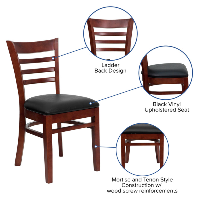 Mahogany Wood Chair-Blk Vinyl