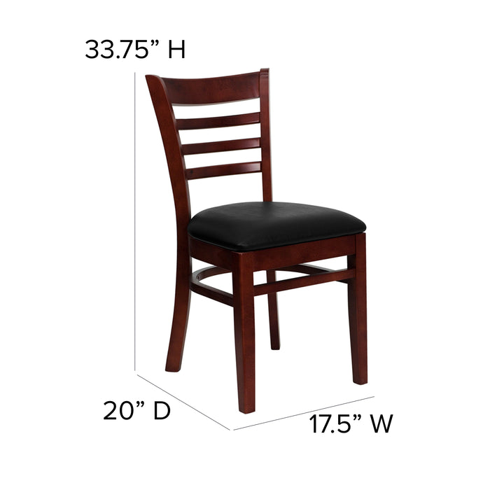 Mahogany Wood Chair-Blk Vinyl