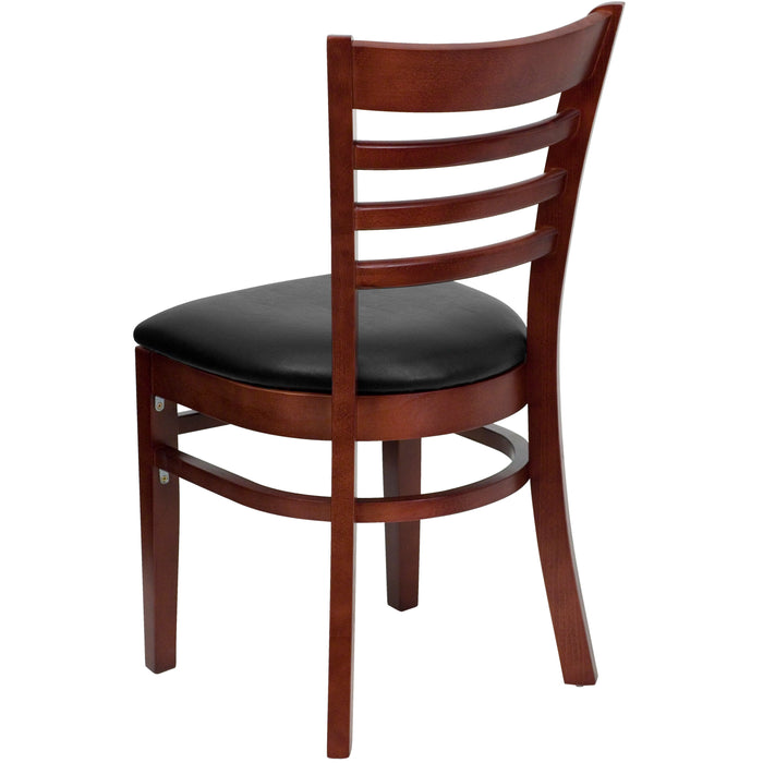 Mahogany Wood Chair-Blk Vinyl