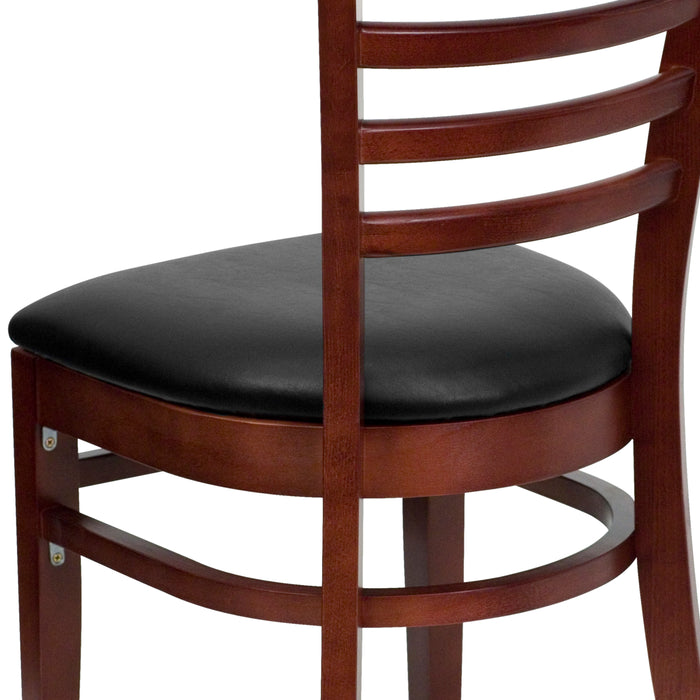 Mahogany Wood Chair-Blk Vinyl