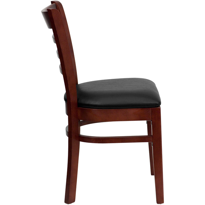 Mahogany Wood Chair-Blk Vinyl