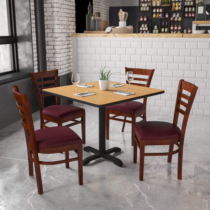 Mahogany Wood Chair-Burg Vinyl
