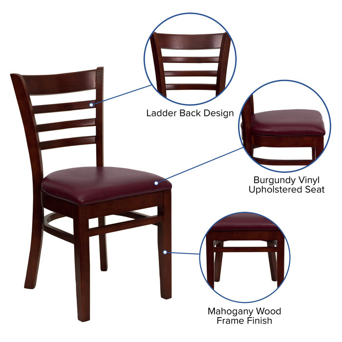 Mahogany Wood Chair-Burg Vinyl