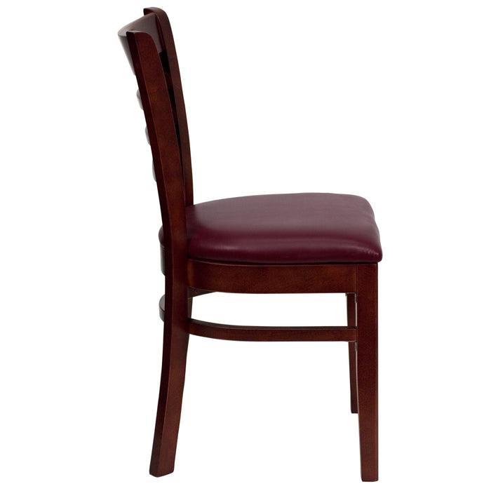 Mahogany Wood Chair-Burg Vinyl
