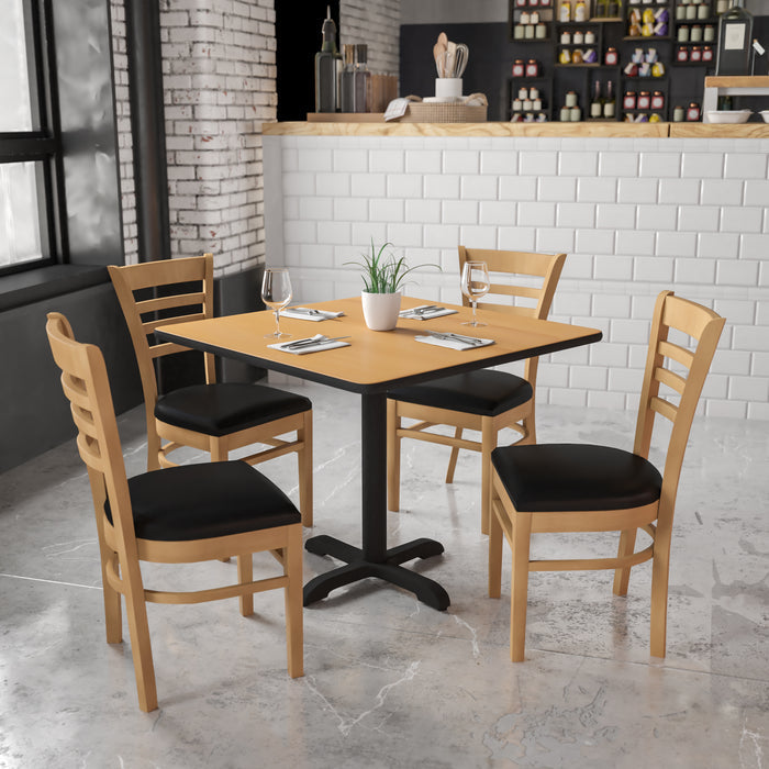 Natural Wood Chair-Blk Vinyl