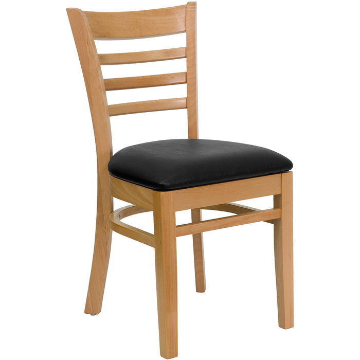 Natural Wood Chair-Blk Vinyl