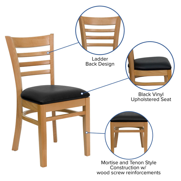 Natural Wood Chair-Blk Vinyl