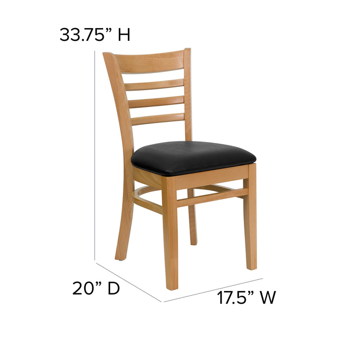 Natural Wood Chair-Blk Vinyl