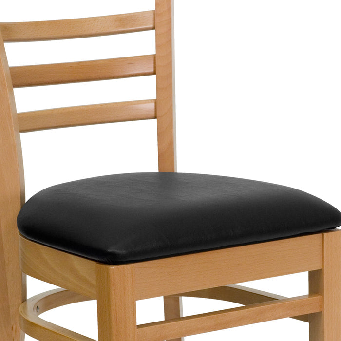 Natural Wood Chair-Blk Vinyl