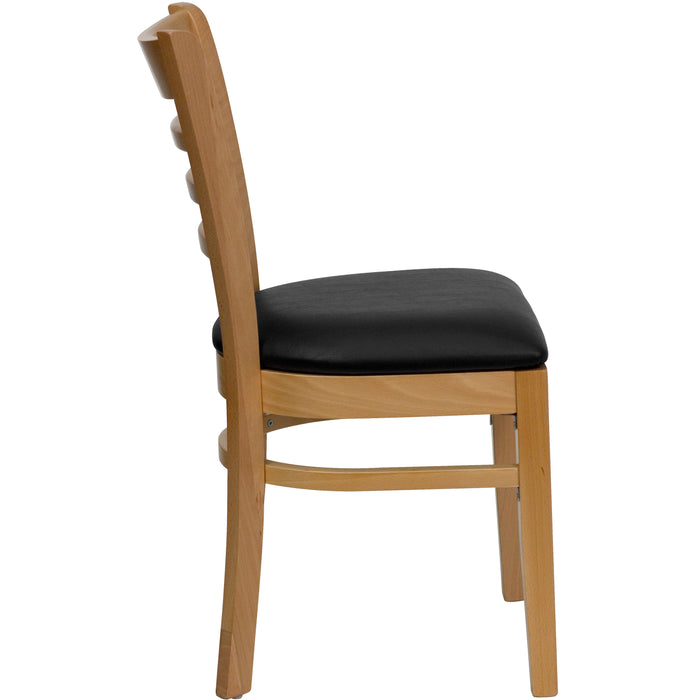 Natural Wood Chair-Blk Vinyl