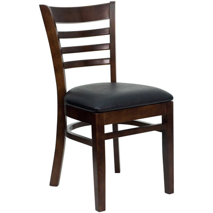 Walnut Wood Chair-Blk Vinyl