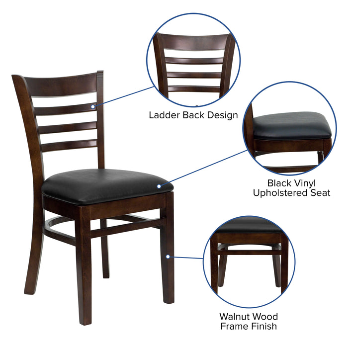 Walnut Wood Chair-Blk Vinyl