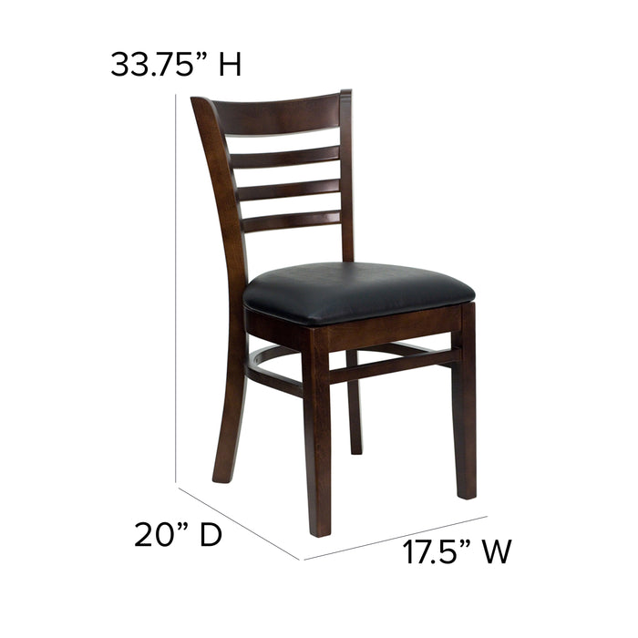 Walnut Wood Chair-Blk Vinyl