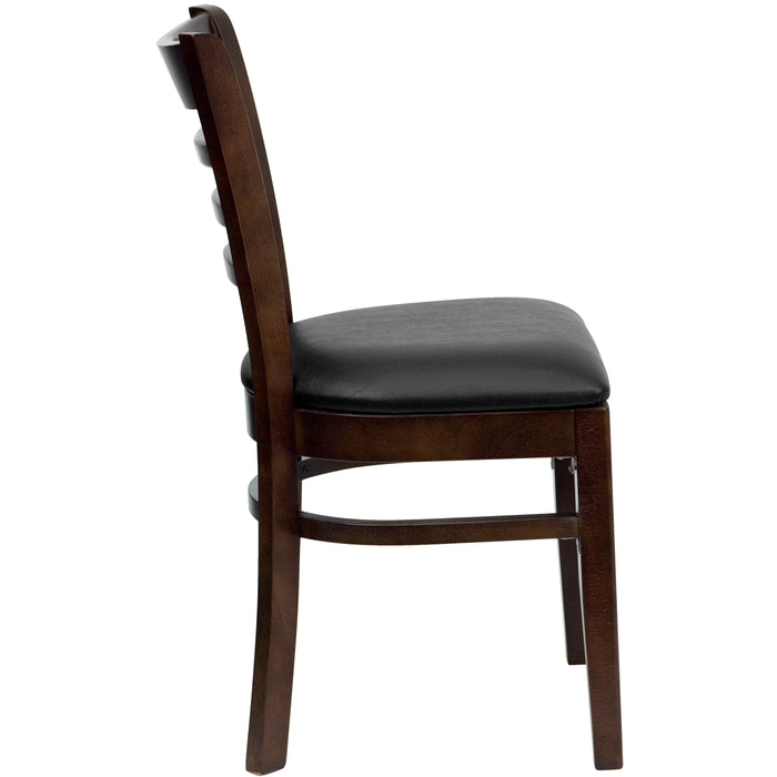 Walnut Wood Chair-Blk Vinyl