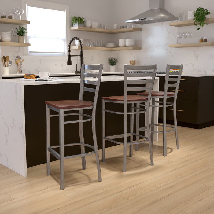 Clear Ladder Stool-Cherry Seat