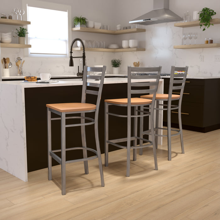 Clear Ladder Stool-Nat Seat
