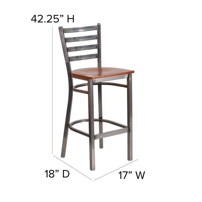 Clear Ladder Stool-Cherry Seat