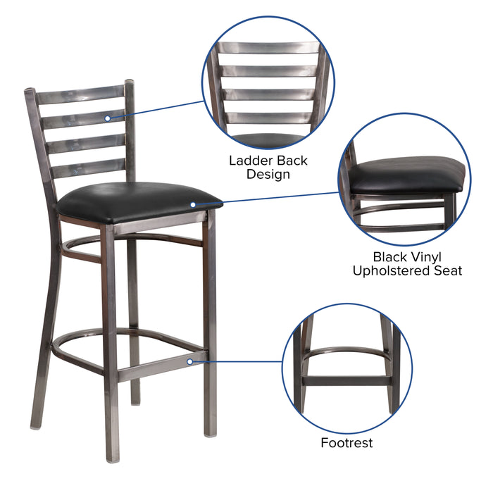 Clear Ladder Stool-Black Seat