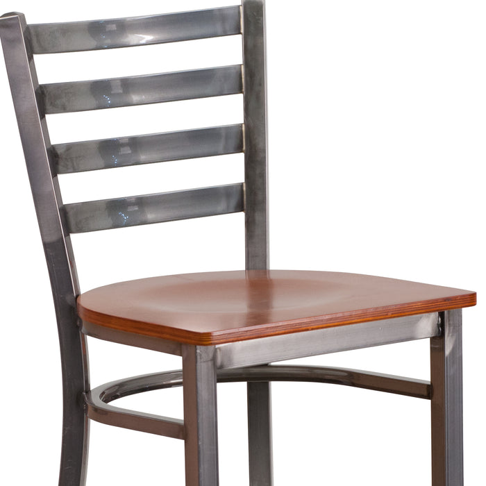 Clear Ladder Stool-Cherry Seat