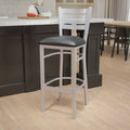 Silver Slat Stool-Black Seat
