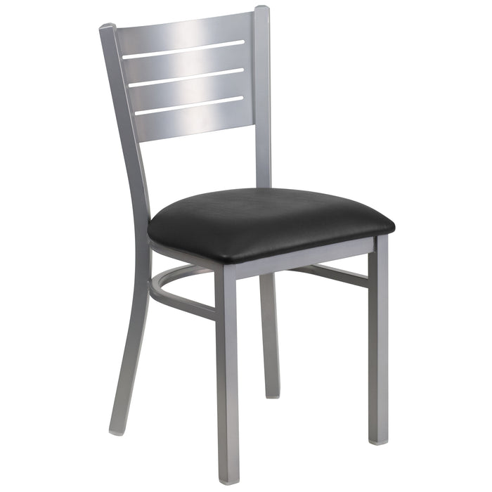 Silver Slat Chair-Black Seat