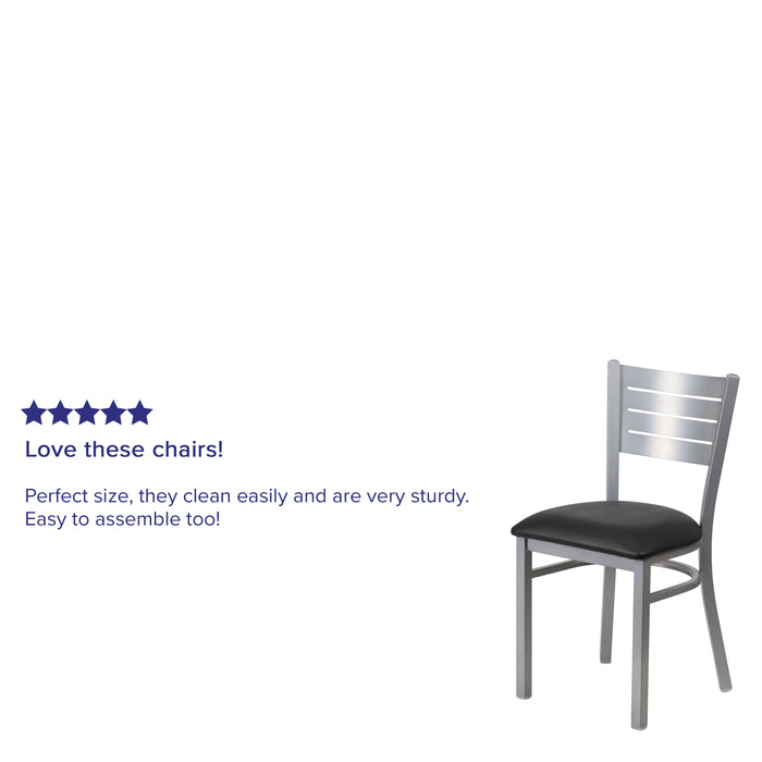Silver Slat Chair-Black Seat