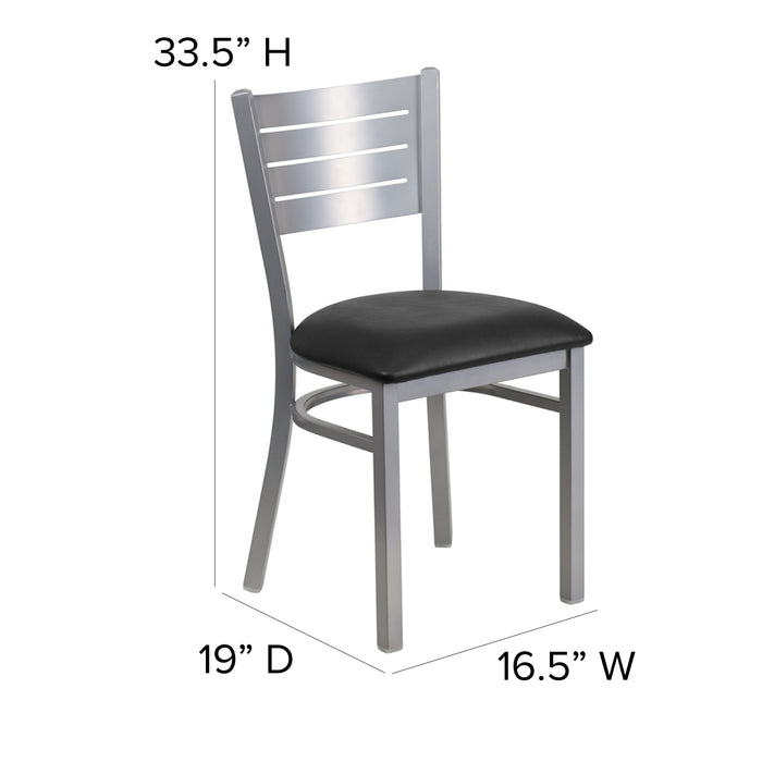 Silver Slat Chair-Black Seat